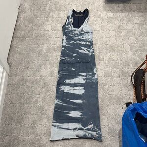 Enza Costa Navy and Light Gray Maxi Dress
